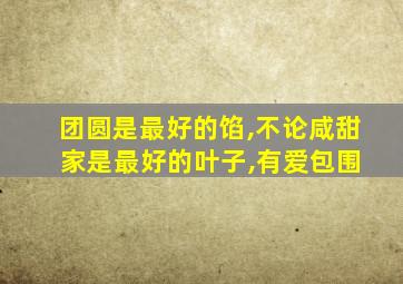 团圆是最好的馅,不论咸甜 家是最好的叶子,有爱包围